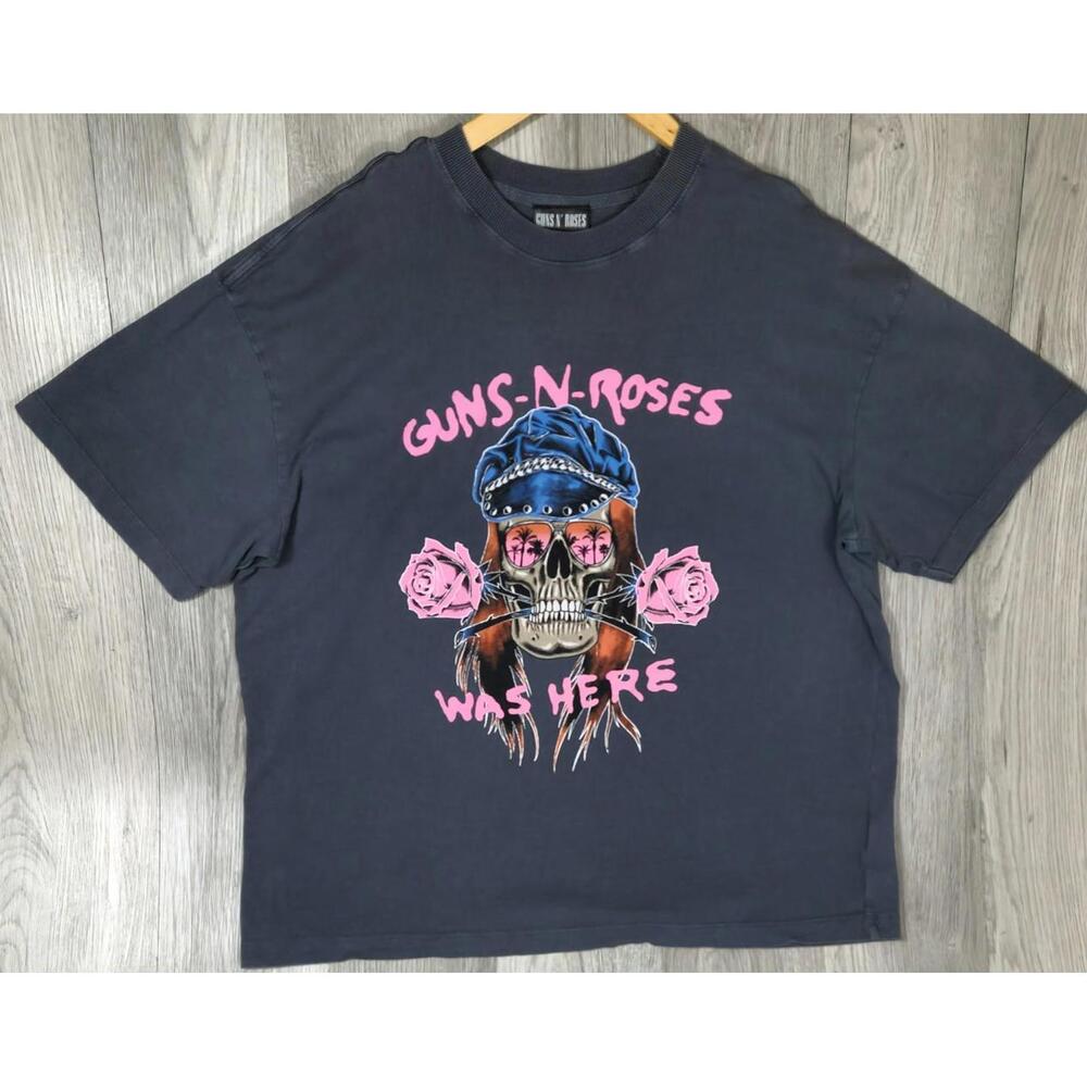 GUNS N ROSES WAS HERE SHIRT L GNR SKULL  AXL SLASH DUFF ROCK N ROLL